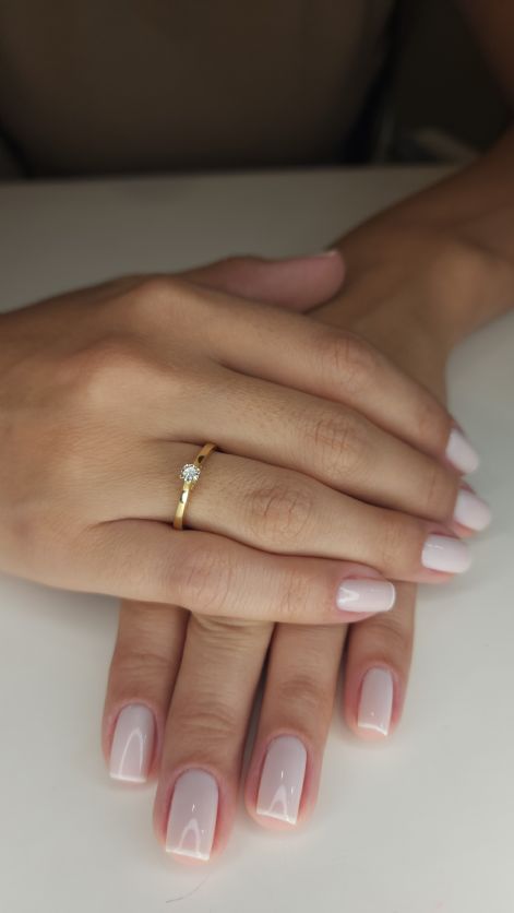 Anel solit�rio linha encanto de diamante